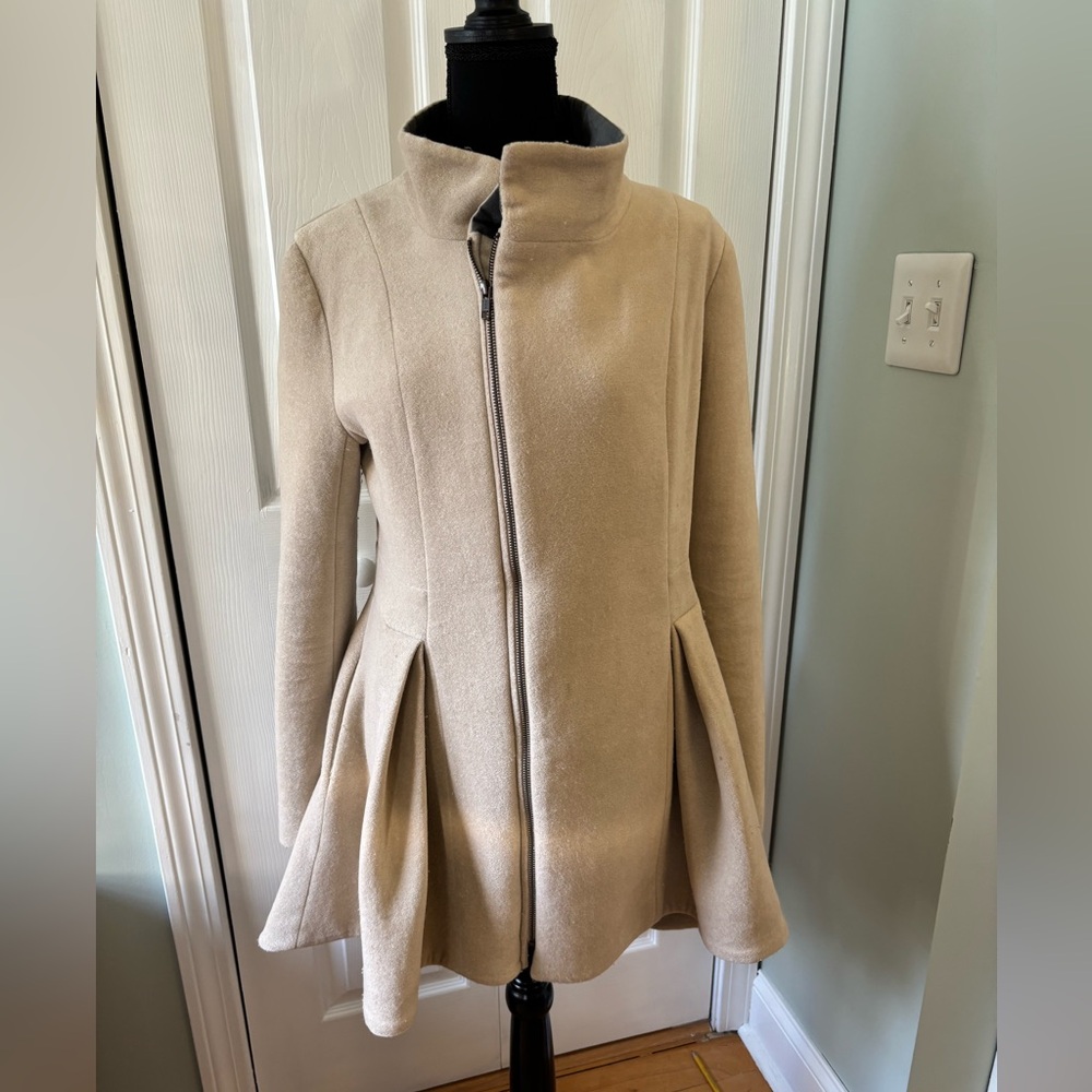 Vaute Couture Velveteen Coat in Cream